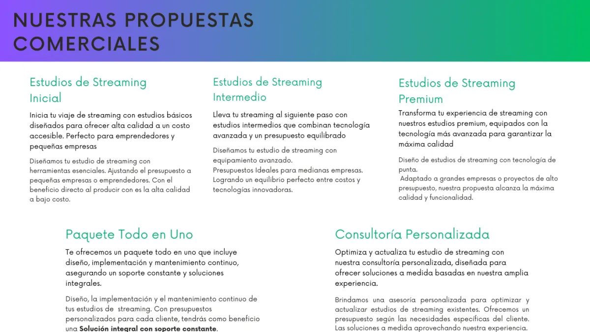 Experto en Ecosistemas técnicos y operativos de Streaming, asesoramiento y configución.