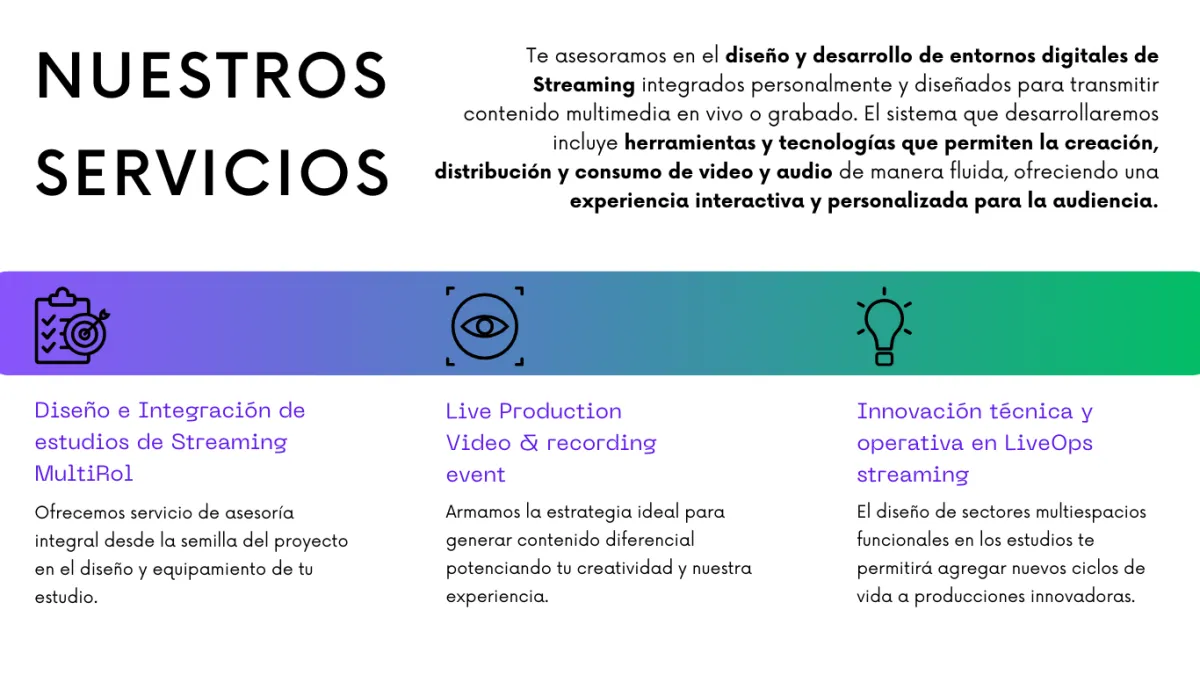 Experto en Ecosistemas técnicos y operativos de Streaming, asesoramiento y configución.