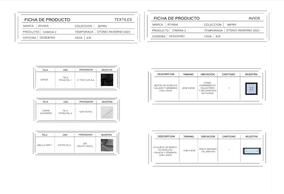 Diseñare la ficha técnica de la prenda que quieras confeccionar