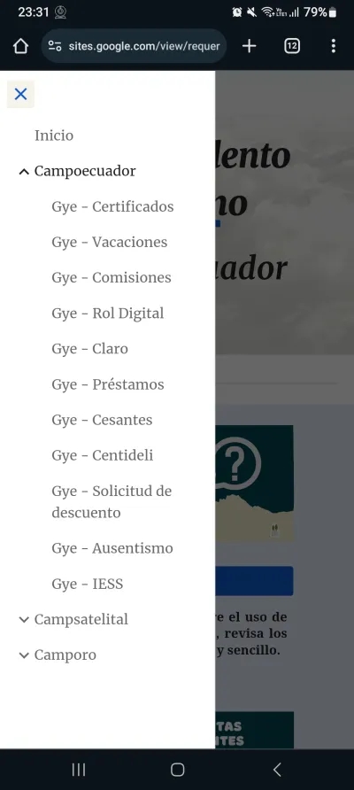 Creación de página web en google sites.