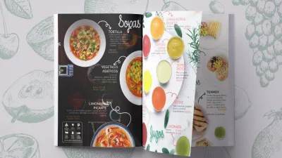 Menú para restaurante acorde a la identidad corporativa.