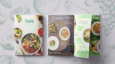 Menú para restaurante acorde a la identidad corporativa.
