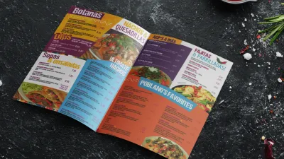 Menú para restaurante acorde a la identidad corporativa.