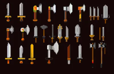 Hare armas increibles en pixel art para tu videojuego