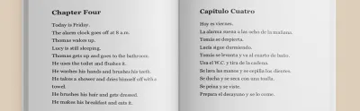 Traducciones a varios idiomas en textos, audios y videos.