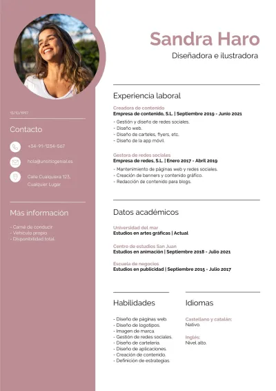 Un diseño de currículum y CV para usted